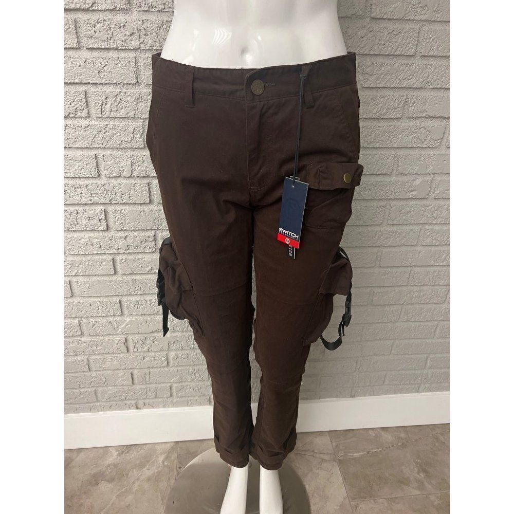 Switch Remarkable Brown Parachute, Slim Taper Fit Stretch Pant Size 18